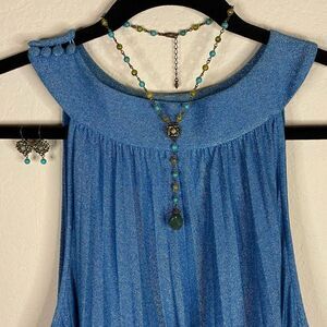 Artisan Beaded Turquoise & Peridot Necklace & Earrings Duo